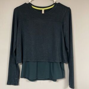 Athleta Girls Large 12  Top Take Two Double Layer, Gray long sleeve, good shape